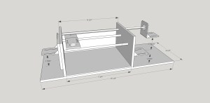 The initial Sketchup drawing of the pen decorator