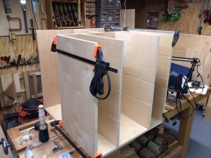 router cabinet being test fitted